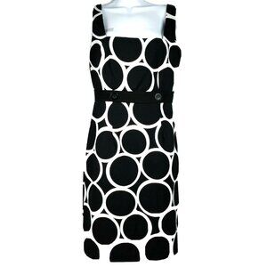 Black & White Sheath Dress Circles Sleeveless London Times Special Event Size 6